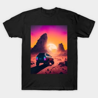 SUV Truck Driving Through Arid Desert T-Shirt